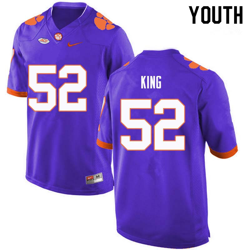 Youth #52 Matthew King Clemson Tigers College Football Jerseys Sale-Purple